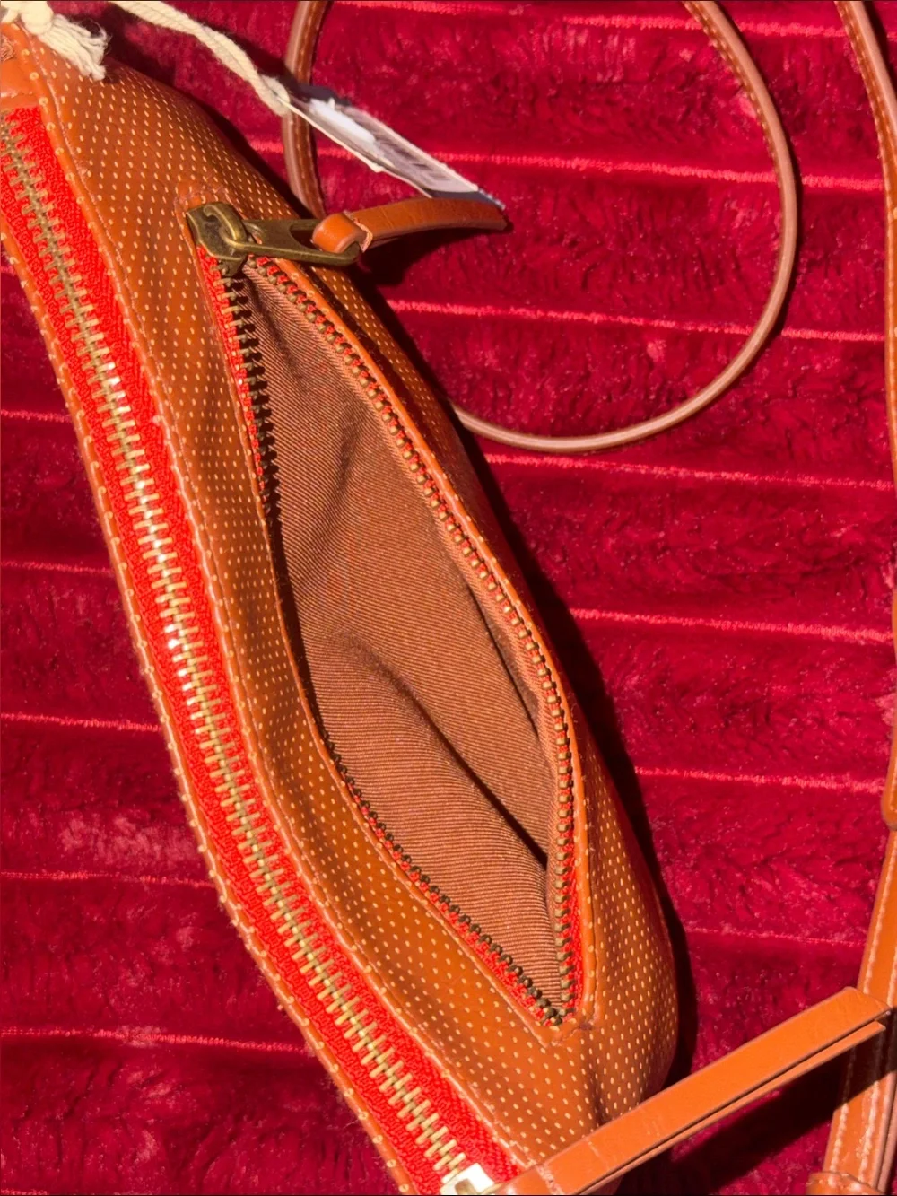 Universal Thread Tan Perforated Leather Crossbody Bag